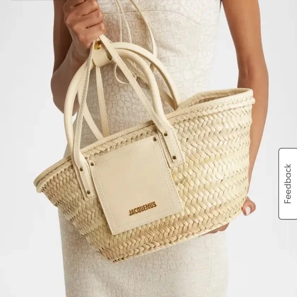 Jacquemus Le Petit Panier Soli Wicker Top Handle Bag broken piece on back!! - Picture 3 of 17